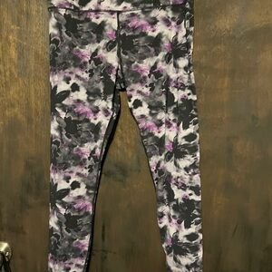 ZYIA Black and Purple Patterned Leggings